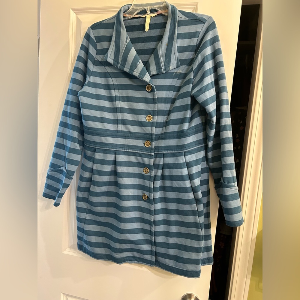 MATILDA Jane blue striped Cotton Coat